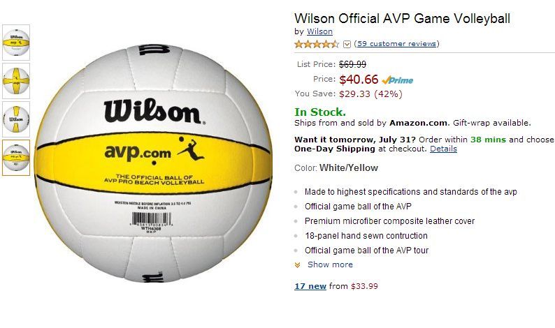 Wilson Official AVP Game Volleyball Amazon