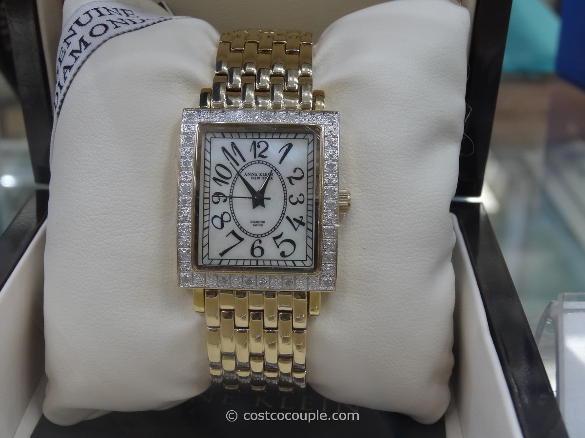 Anne Klein Ladies Diamond Bezel Gold Tone Watch Costco
