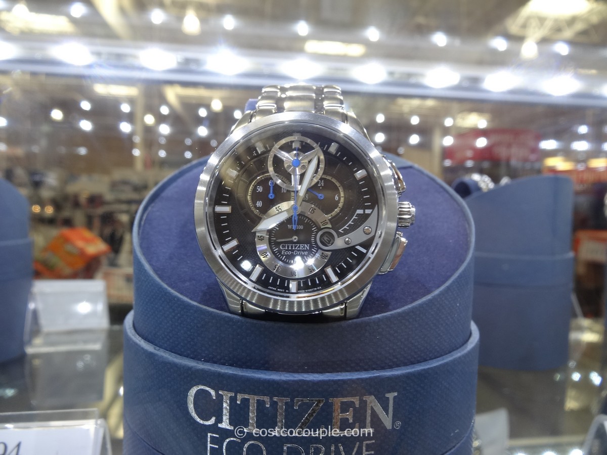 Citizen EcoDrive Black Chronograph Stainless Steel Band Costco