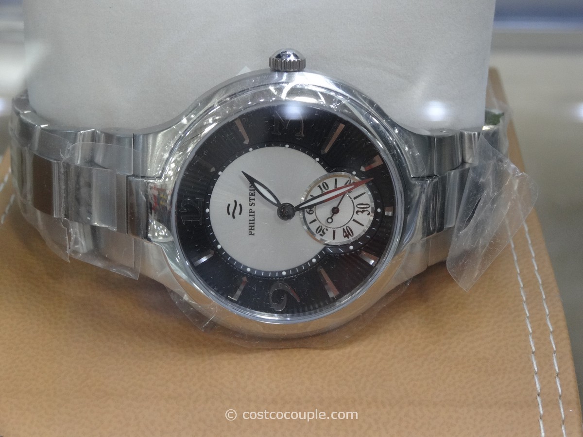 Philip Stein Mens Stainless Steel Black Dial Watch Costco
