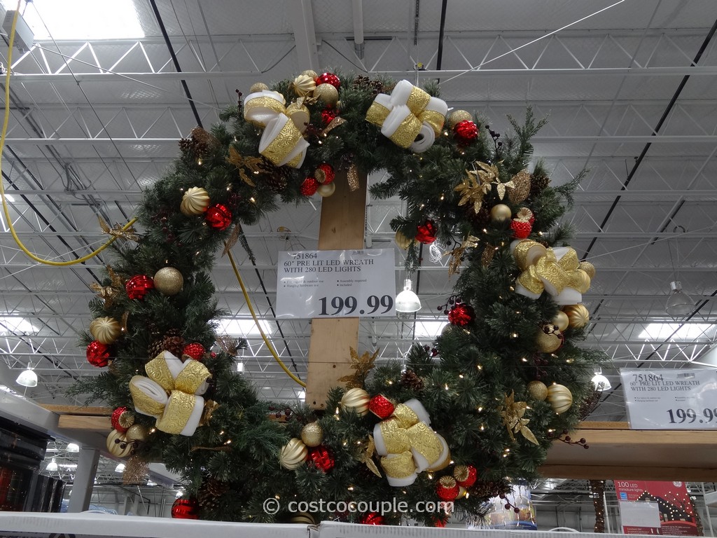 60 Inch Led Prelit Decorated Wreath, Large Light Up Wreath Outdoor Costco