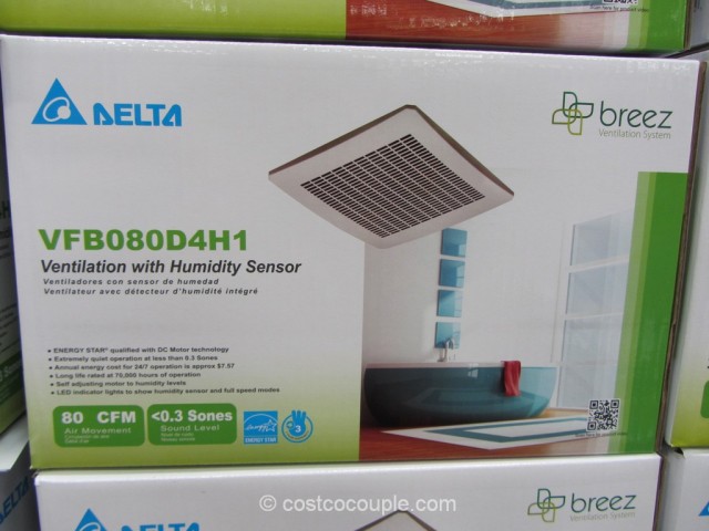 Delta Breez Humidity Sensing Bath Ventilation Fan - Bathroom Exhaust Fan With Light Costco