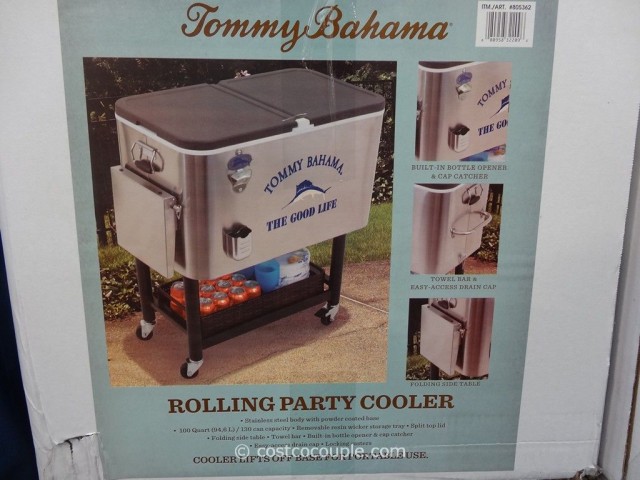 Tommy Bahama 100 Qt Stainless Steel Rolling Cooler