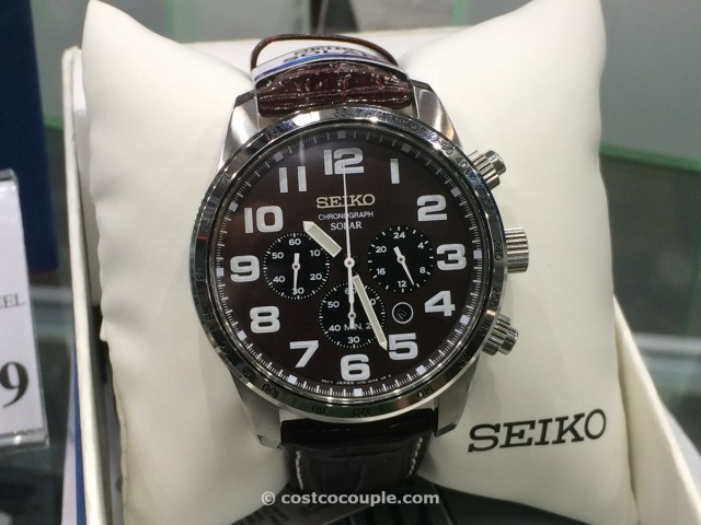 Seiko Men's Solar Chronograph Brown Leather Watch