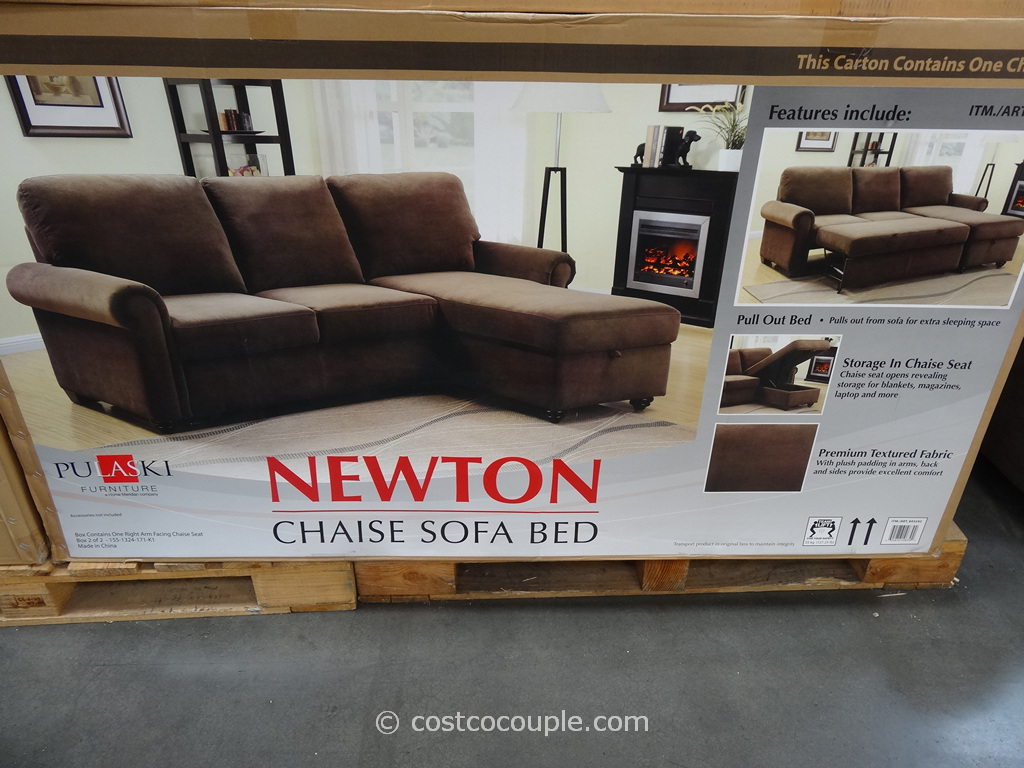 pulaski newton chaise sofa bed with storage