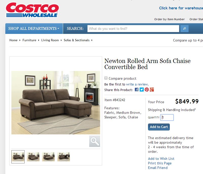Pulaski Newton Chaise Sofa Bed