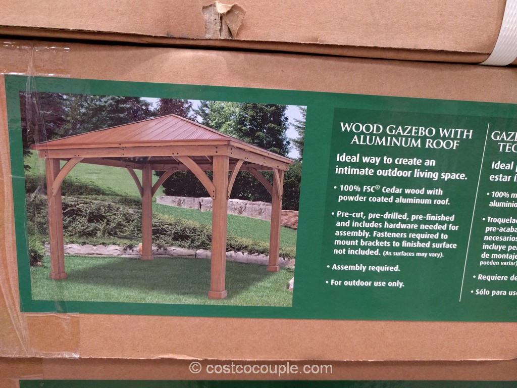 Yardistry Wood Gazebo With Aluminum Roof