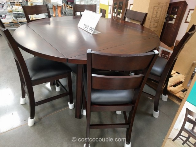 7 Piece Counter Height Round Dining Set, Square To Round Dining Table Set