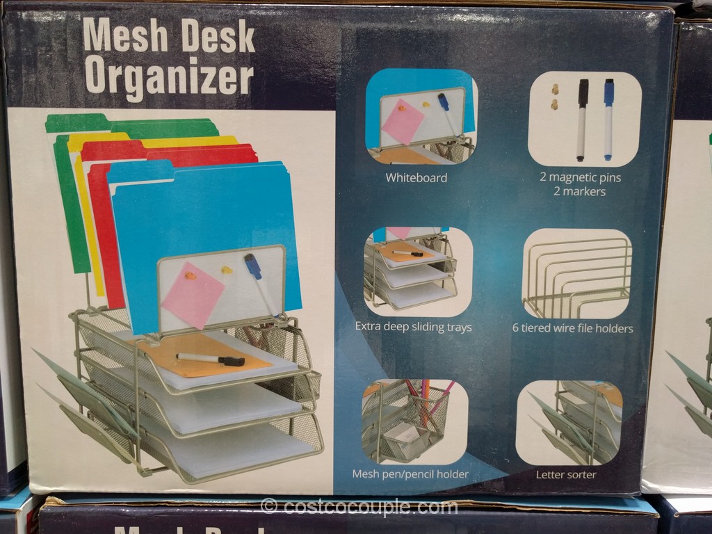 Mesh Desk Organizer With Whiteboard