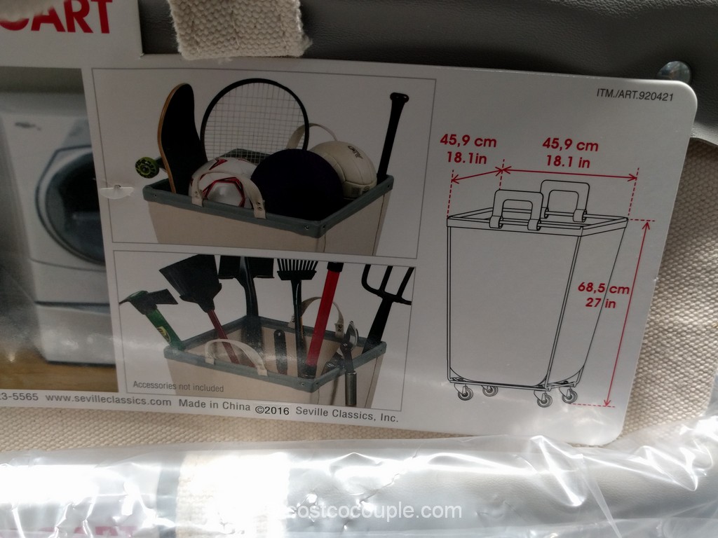 Seville Classics Canvas Laundry Hamper Cart