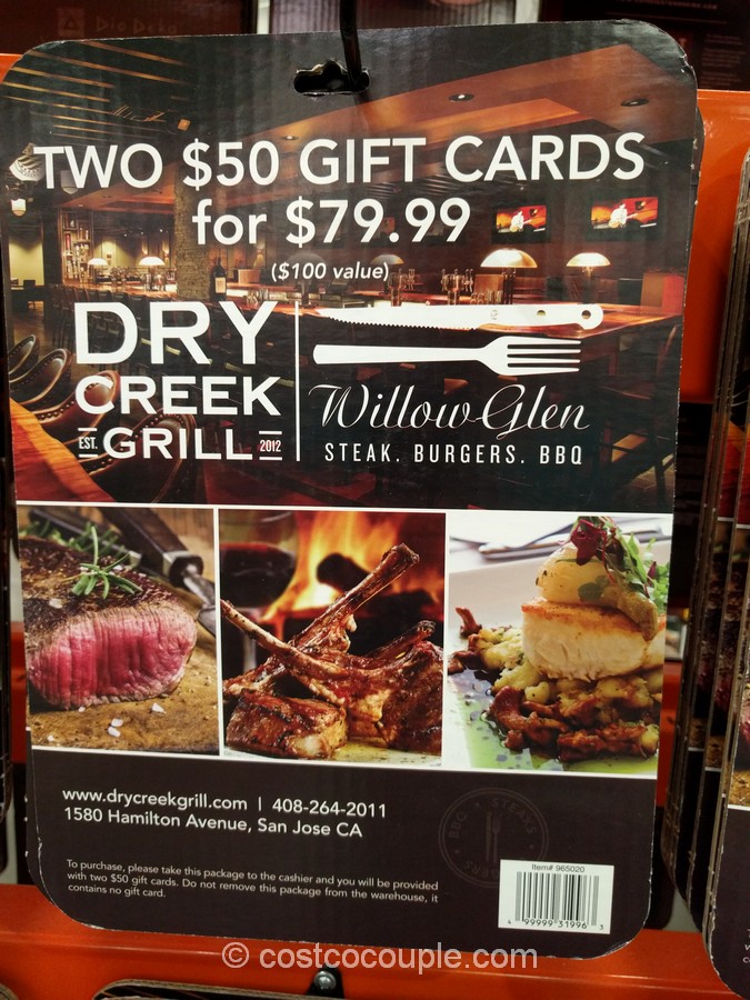 Gift Card Dry Creek Grill Costco 2