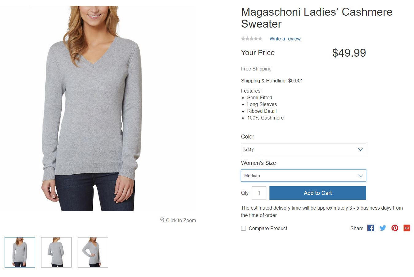 Magaschoni Ladies’ Cashmere Sweater
