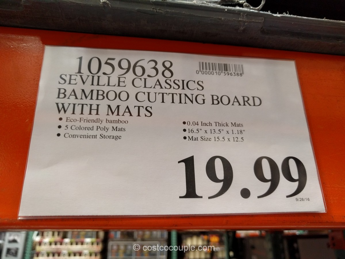 Seville Classics Bamboo Cutting Board With Mats