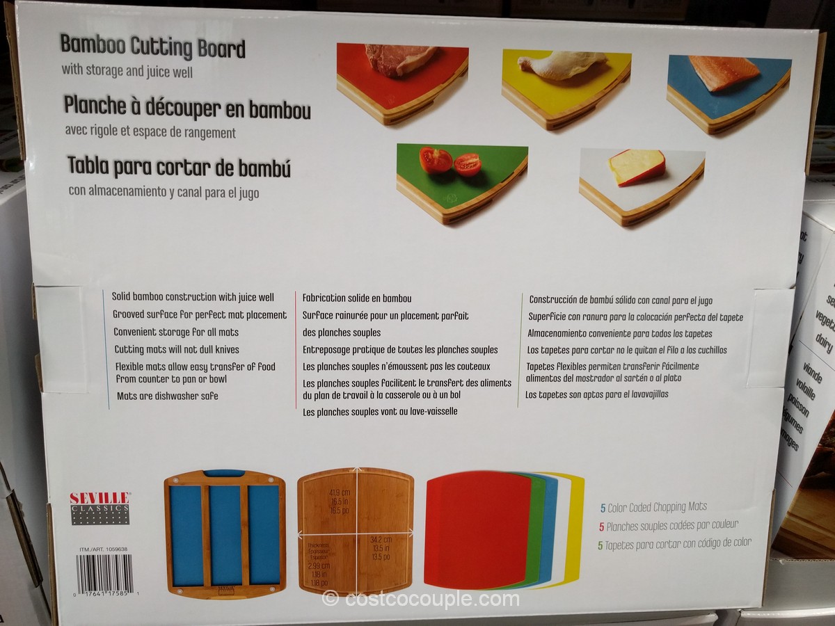Seville Classics Bamboo Cutting Board With Mats