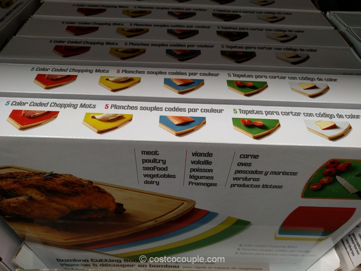 Seville Classics Bamboo Cutting Board With Mats