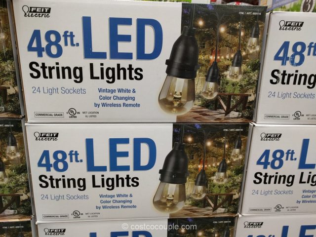 Feit Electric 48 Ft Led String Lights, Outdoor String Lights Solar Costco