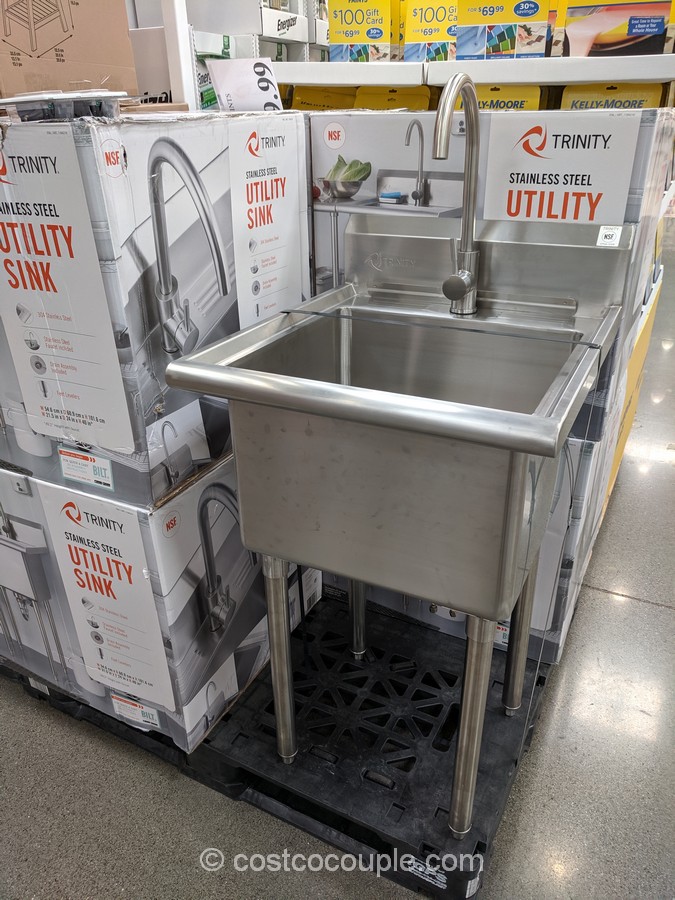 Trinity Stainless Steel Utility Sink, Utility Sink With Cabinet Costco